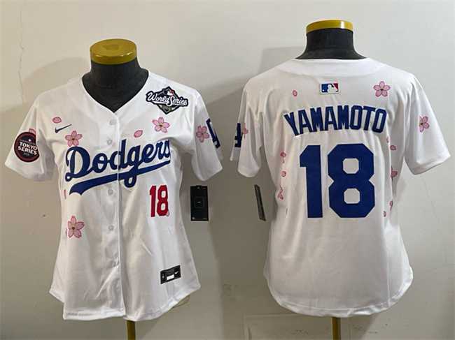 Women's Los Angeles Dodgers #18 Yoshinobu Yamamoto White 2025 World Series Patch Tokyo Series Limited Stitched Jersey,We sell and wholesale Women's Los Angeles Dodgers #18 Yoshinobu Yamamoto White 2025 World Series Patch Tokyo Series Limited Stitched Jersey on line form chian!