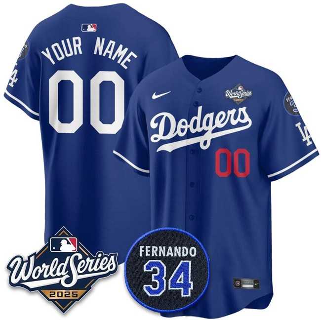 Men's Los Angeles Dodgers Active Player Custom Royal 2025 World Series With No.34 Patch Limited Stitched Baseball Jersey,We sell and wholesale Men's Los Angeles Dodgers Active Player Custom Royal 2025 World Series With No.34 Patch Limited Stitched Baseball Jersey on line form chian!