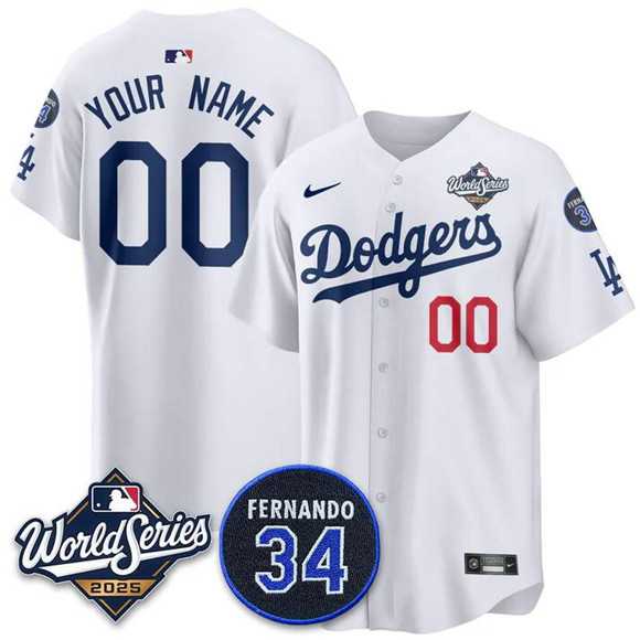 Men's Los Angeles Dodgers ACTIVE PLAYER Custom White 2025 World Series With No. 34 Patch Limited Stitched Jersey,We sell and wholesale Men's Los Angeles Dodgers ACTIVE PLAYER Custom White 2025 World Series With No. 34 Patch Limited Stitched Jersey on line form chian!