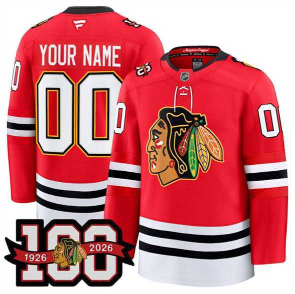 Men's Chicago Blackhawks Active Player Custom Red 2025 Home 100th Anniversary Stitched Hockey Jersey,We sell and wholesale Men's Chicago Blackhawks Active Player Custom Red 2025 Home 100th Anniversary Stitched Hockey Jersey on line form chian!