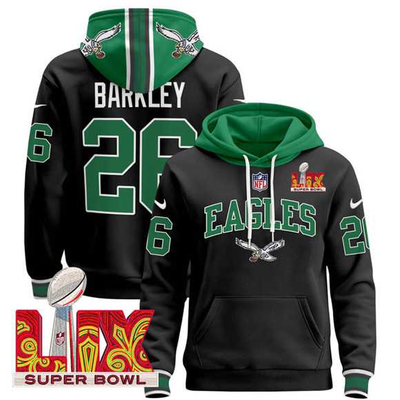 Men's Philadelphia Eagles #26 Saquon Barkley Black 2025 Super Bowl LIX Patch Pullover Stitched Hoodie,We sell and wholesale Men's Philadelphia Eagles #26 Saquon Barkley Black 2025 Super Bowl LIX Patch Pullover Stitched Hoodie on line form chian!