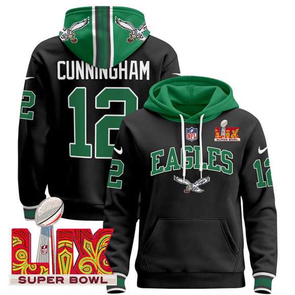 Men's Philadelphia Eagles #12 Randall Cunningham Black 2025 Super Bowl LIX Patch Pullover Stitched Hoodie,We sell and wholesale Men's Philadelphia Eagles #12 Randall Cunningham Black 2025 Super Bowl LIX Patch Pullover Stitched Hoodie on line form chian!