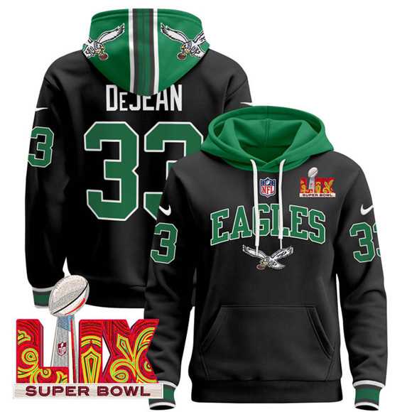 Men's Philadelphia Eagles #33 Cooper DeJean Black 2025 Super Bowl LIX Patch Pullover Stitched Hoodie,We sell and wholesale Men's Philadelphia Eagles #33 Cooper DeJean Black 2025 Super Bowl LIX Patch Pullover Stitched Hoodie on line form chian!
