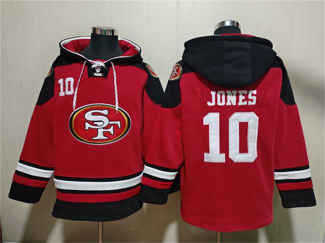 Men's San Francisco 49ers #10 Mac Jones Red Black Ageless Must-Have Lace-Up Pullover Hoodie,We sell and wholesale Men's San Francisco 49ers #10 Mac Jones Red Black Ageless Must-Have Lace-Up Pullover Hoodie on line form chian!