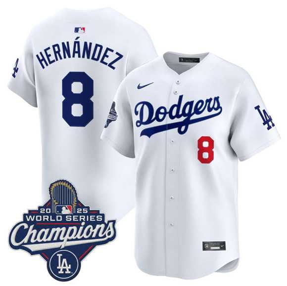 Men's Los Angeles Dodgers #8 Enrique Hernandez White 2025 Champions Stitched Jersey,We sell and wholesale Men's Los Angeles Dodgers #8 Enrique Hernandez White 2025 Champions Stitched Jersey on line form chian!