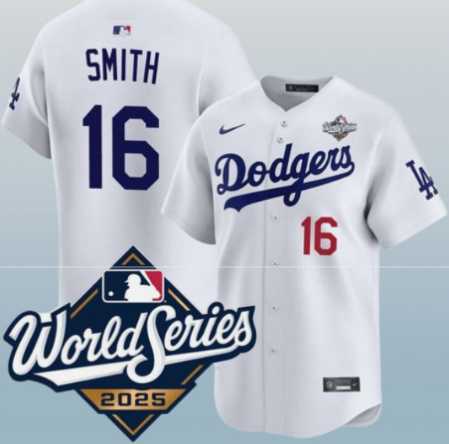 Men's Los Angeles Dodgers #16 Will Smith White 2025 World Series Home Limited Stitched Jersey,We sell and wholesale Men's Los Angeles Dodgers #16 Will Smith White 2025 World Series Home Limited Stitched Jersey on line form chian!