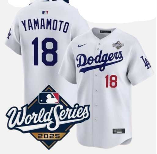 Men's Los Angeles Dodgers #18 Yoshinobu Yamamoto White 2025 World Series Home Limited Stitched Jersey,We sell and wholesale Men's Los Angeles Dodgers #18 Yoshinobu Yamamoto White 2025 World Series Home Limited Stitched Jersey on line form chian!
