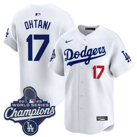 Men's Los Angeles Dodgers #17 Shohei Ohtani White 2025 Champions Stitched Jersey,We sell and wholesale Men's Los Angeles Dodgers #17 Shohei Ohtani White 2025 Champions Stitched Jersey on line form chian!