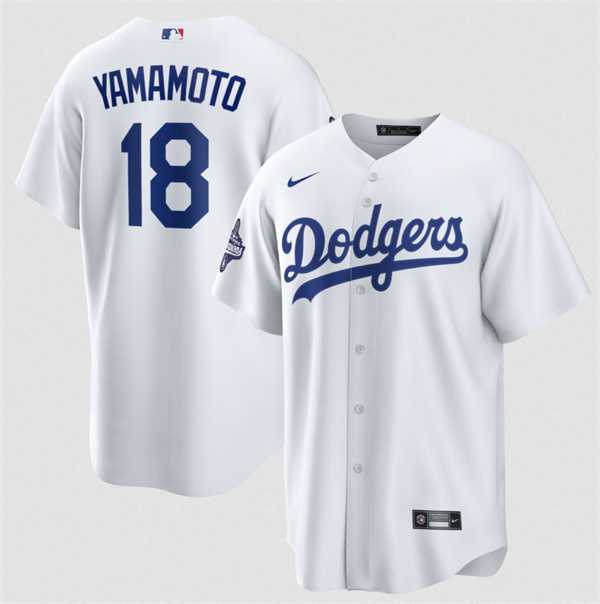 Men's Los Angeles Dodgers #18 Yoshinobu Yamamoto White 2025 World Series Champions Stitched Jersey,We sell and wholesale Men's Los Angeles Dodgers #18 Yoshinobu Yamamoto White 2025 World Series Champions Stitched Jersey on line form chian!