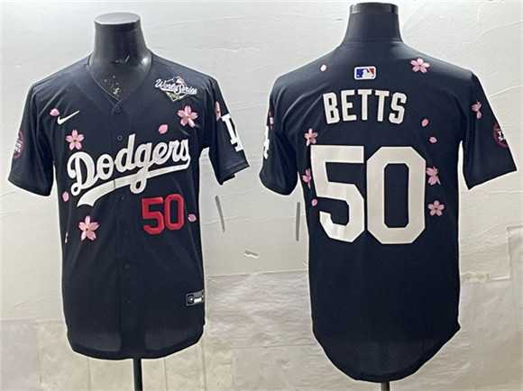 Men's Los Angeles Dodgers #50 Mookie Betts Black 2025 World Series Patch Tokyo Series Limited Stitched Jersey,We sell and wholesale Men's Los Angeles Dodgers #50 Mookie Betts Black 2025 World Series Patch Tokyo Series Limited Stitched Jersey on line form chian!