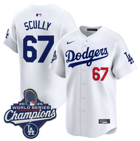 Men's Los Angeles Dodgers #67 Vin Scully White 2025 Champions Stitched Jersey,We sell and wholesale Men's Los Angeles Dodgers #67 Vin Scully White 2025 Champions Stitched Jersey on line form chian!