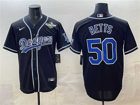 Men's Los Angeles Dodgers #50 Mookie Betts Black Fashion 2025 World Series Cool Base Stitched Jersey,We sell and wholesale Men's Los Angeles Dodgers #50 Mookie Betts Black Fashion 2025 World Series Cool Base Stitched Jersey on line form chian!