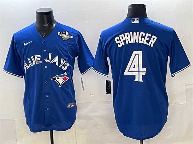 Men's Toronto Blue Jays #4 George Springer Navy 2025 World Series Home Cool Base Stitched Jersey,We sell and wholesale Men's Toronto Blue Jays #4 George Springer Navy 2025 World Series Home Cool Base Stitched Jersey on line form chian!