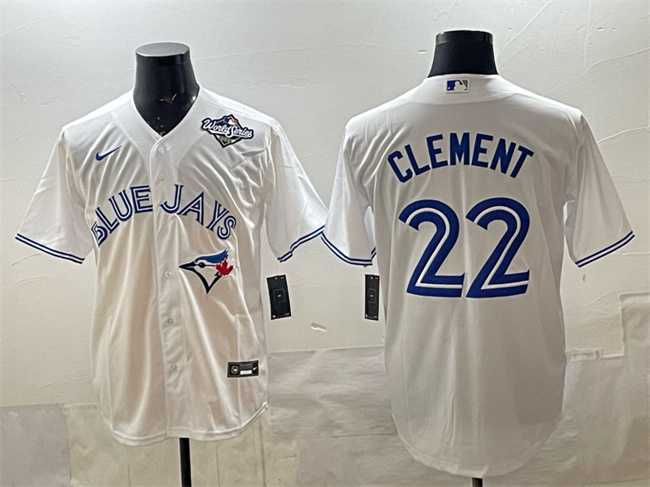 Men's Toronto Blue Jays #22 Ernie Clement White 2025 World Series Home Cool Base Stitched Jersey,We sell and wholesale Men's Toronto Blue Jays #22 Ernie Clement White 2025 World Series Home Cool Base Stitched Jersey on line form chian!