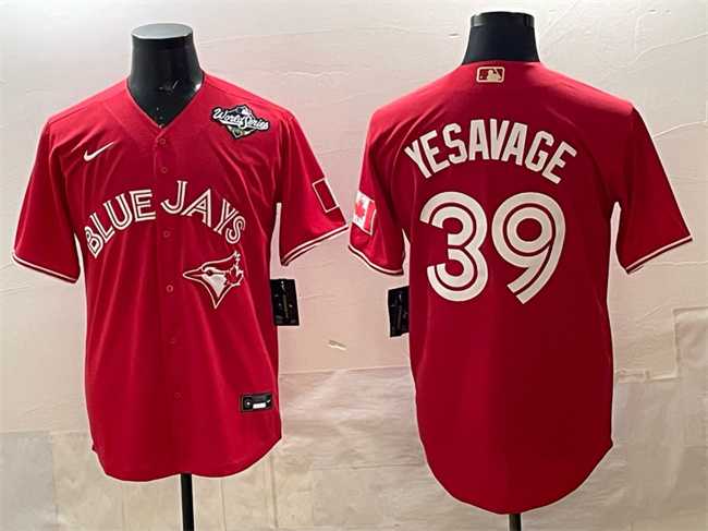 Men's Toronto Blue Jays #39 Trey Yesavage Red 2025 World Series Cool Base Stitched Jersey,We sell and wholesale Men's Toronto Blue Jays #39 Trey Yesavage Red 2025 World Series Cool Base Stitched Jersey on line form chian!