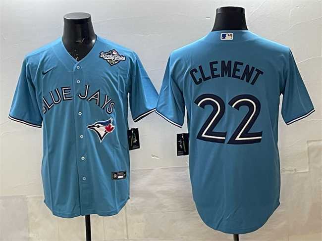 Men's Toronto Blue Jays #22 Ernie Clement Royal 2025 World Series Cool Base Stitched Jersey,We sell and wholesale Men's Toronto Blue Jays #22 Ernie Clement Royal 2025 World Series Cool Base Stitched Jersey on line form chian!