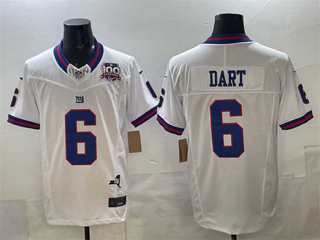 Men's New York Giants #6 Jaxson Dart White 2025 Draft F.U.S.E. 100th Season & State Patch Vapor Limited Stitched Jersey,We sell and wholesale Men's New York Giants #6 Jaxson Dart White 2025 Draft F.U.S.E. 100th Season & State Patch Vapor Limited Stitched Jersey on line form chian!