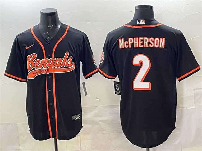 Men's Cincinnati Bengals #2 Evan McPherson Black With Patch Cool Base Stitched Baseball Jersey,We sell and wholesale Men's Cincinnati Bengals #2 Evan McPherson Black With Patch Cool Base Stitched Baseball Jersey on line form chian!