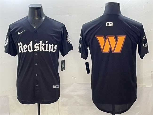Men's Washington Commanders Team Big Logo Black 'Gothic Capitol Shadows Edition' Limited Stitched Baseball Jersey,We sell and wholesale Men's Washington Commanders Team Big Logo Black 'Gothic Capitol Shadows Edition' Limited Stitched Baseball Jersey on line form chian!