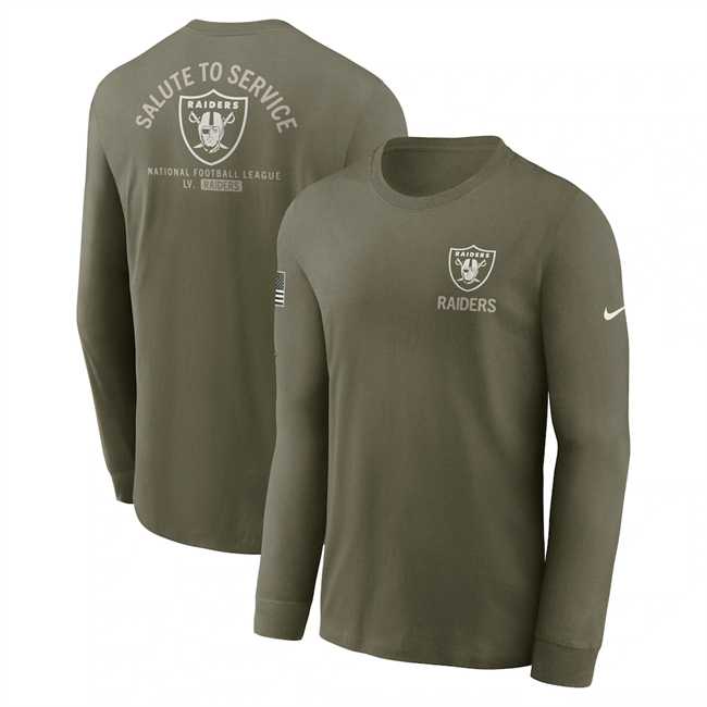 Men's Las Vegas Raiders Olive 2025 Salute to Service Sideline Long Sleeve T-Shirt,We sell and wholesale Men's Las Vegas Raiders Olive 2025 Salute to Service Sideline Long Sleeve T-Shirt on line form chian!