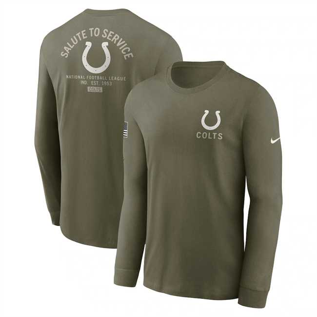 Men's Indianapolis Colts Olive 2025 Salute to Service Sideline Long Sleeve T-Shirt,We sell and wholesale Men's Indianapolis Colts Olive 2025 Salute to Service Sideline Long Sleeve T-Shirt on line form chian!