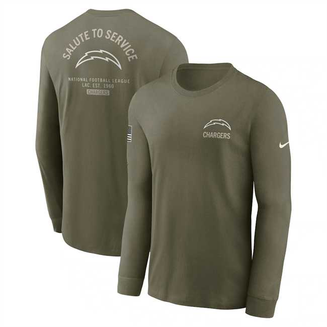 Men's Los Angeles Chargers Olive 2025 Salute to Service Sideline Long Sleeve T-Shirt,We sell and wholesale Men's Los Angeles Chargers Olive 2025 Salute to Service Sideline Long Sleeve T-Shirt on line form chian!