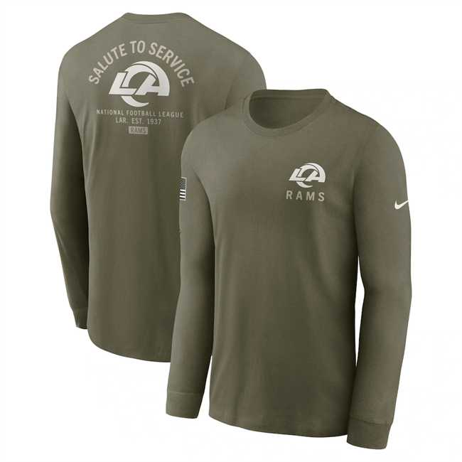 Men's Los Angeles Rams Olive 2025 Salute to Service Sideline Long Sleeve T-Shirt,We sell and wholesale Men's Los Angeles Rams Olive 2025 Salute to Service Sideline Long Sleeve T-Shirt on line form chian!