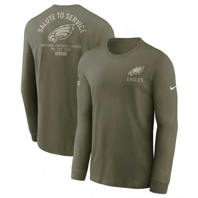 Men's Philadelphia Eagles Olive 2025 Salute to Service Sideline Long Sleeve T-Shirt,We sell and wholesale Men's Philadelphia Eagles Olive 2025 Salute to Service Sideline Long Sleeve T-Shirt on line form chian!