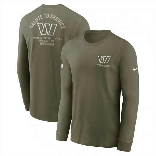 Men's Washington Commanders Olive 2025 Salute to Service Sideline Long Sleeve T-Shirt,We sell and wholesale Men's Washington Commanders Olive 2025 Salute to Service Sideline Long Sleeve T-Shirt on line form chian!