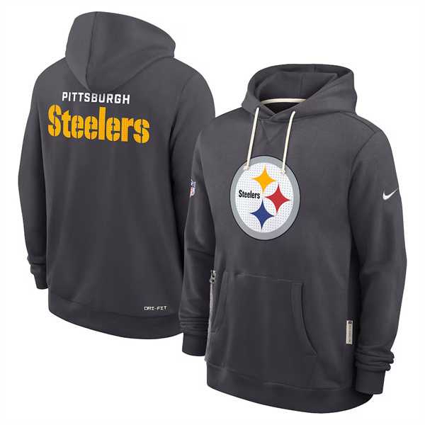 Men's Pittsburgh Steelers Anthracite Sideline Standard Issue Initial Home Dri-FIT Pullover Hoodie,We sell and wholesale Men's Pittsburgh Steelers Anthracite Sideline Standard Issue Initial Home Dri-FIT Pullover Hoodie on line form chian!