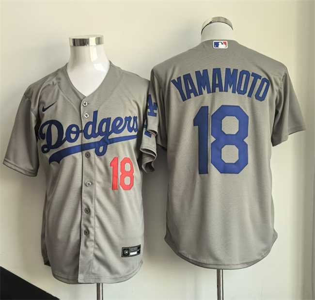 Men's Los Angeles Dodgers #18 Yoshinobu Yamamoto Gray Cool Base Stitched Jersey,We sell and wholesale Men's Los Angeles Dodgers #18 Yoshinobu Yamamoto Gray Cool Base Stitched Jersey on line form chian!