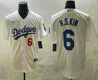 Men's Los Angeles Dodgers #6 Hyeseong Kim White Cool Base Jersey,We sell and wholesale Men's Los Angeles Dodgers #6 Hyeseong Kim White Cool Base Jersey on line form chian!
