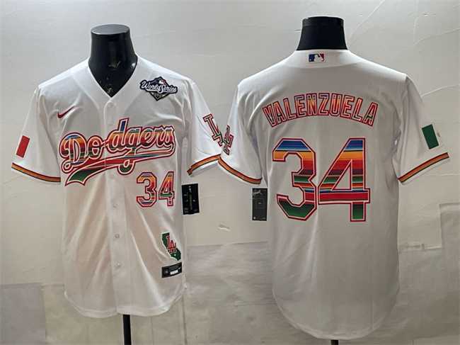 Men's Los Angeles Dodgers #34 Fernando Valenzuela White Mexico California Patch 2025 World Series Patch Stitched Jersey,We sell and wholesale Men's Los Angeles Dodgers #34 Fernando Valenzuela White Mexico California Patch 2025 World Series Patch Stitched Jersey on line form chian!