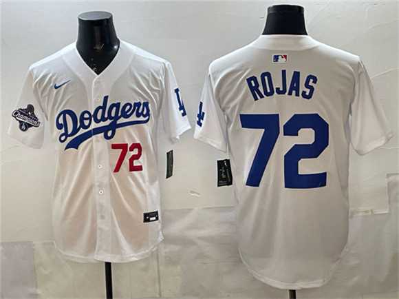 Men's Los Angeles Dodgers #72 Miguel Rojas White 2025 World Series Champions Patch Limited Stitched Jersey,We sell and wholesale Men's Los Angeles Dodgers #72 Miguel Rojas White 2025 World Series Champions Patch Limited Stitched Jersey on line form chian!
