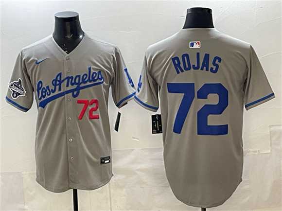 Men's Los Angeles Dodgers #72 Miguel Rojas Gray 2025 World Series Champions Patch Limited Stitched Jersey,We sell and wholesale Men's Los Angeles Dodgers #72 Miguel Rojas Gray 2025 World Series Champions Patch Limited Stitched Jersey on line form chian!