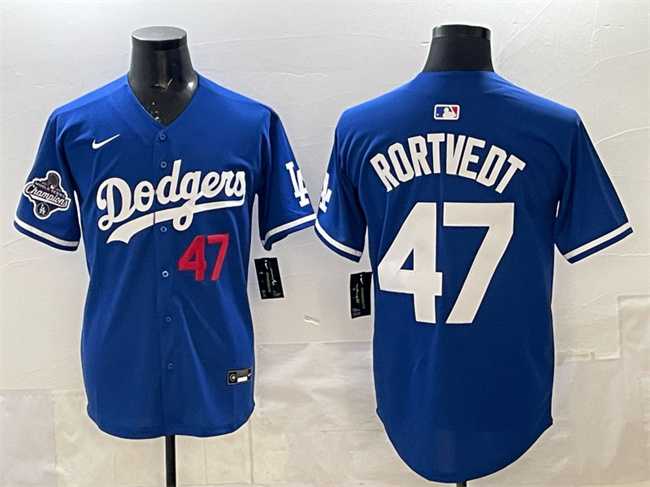 Men's Los Angeles Dodgers #47 Ben Rortvedt Royal 2025 World Series Champions Patch Limited Stitched Jersey,We sell and wholesale Men's Los Angeles Dodgers #47 Ben Rortvedt Royal 2025 World Series Champions Patch Limited Stitched Jersey on line form chian!