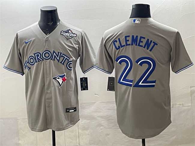 Men's Toronto Blue Jays #22 Ernie Clement Grey 2025 World Series Cool Base Stitched Jersey,We sell and wholesale Men's Toronto Blue Jays #22 Ernie Clement Grey 2025 World Series Cool Base Stitched Jersey on line form chian!