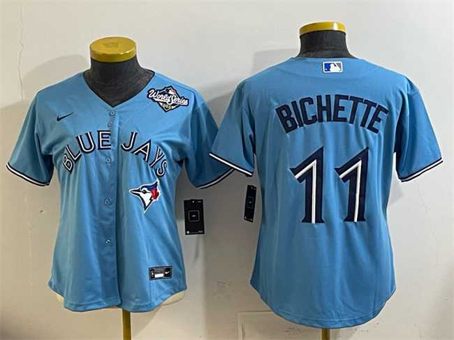 Women's Toronto Blue Jays #11 Bo Bichette Blue 2025 World Series Cool Base Stitched Jersey(Run Small),We sell and wholesale Women's Toronto Blue Jays #11 Bo Bichette Blue 2025 World Series Cool Base Stitched Jersey(Run Small) on line form chian!