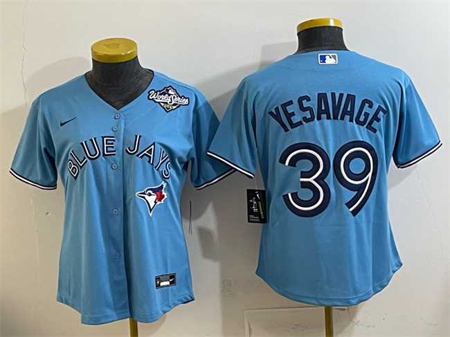 Women's Toronto Blue Jays #39 Trey Yesavage Blue 2025 World Series Cool Base Stitched Jersey(Run Small),We sell and wholesale Women's Toronto Blue Jays #39 Trey Yesavage Blue 2025 World Series Cool Base Stitched Jersey(Run Small) on line form chian!