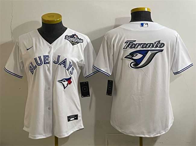 Women's Toronto Blue Jays Team Big Logo White 2025 World Series Cool Base Stitched Jersey(Run Small),We sell and wholesale Women's Toronto Blue Jays Team Big Logo White 2025 World Series Cool Base Stitched Jersey(Run Small) on line form chian!