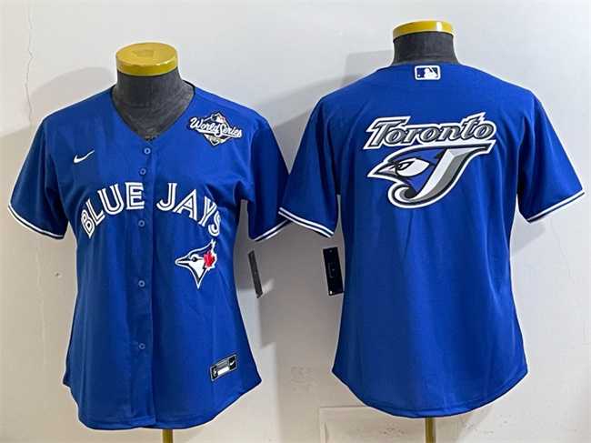 Women's Toronto Blue Jays Team Big Logo Royal 2025 World Series Cool Base Stitched Jersey(Run Small),We sell and wholesale Women's Toronto Blue Jays Team Big Logo Royal 2025 World Series Cool Base Stitched Jersey(Run Small) on line form chian!