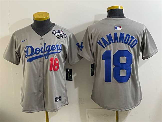 Youth Los Angeles Dodgers #18 Yoshinobu Yamamoto Grey 2025 World Series Patch Limited Stitched Jersey,We sell and wholesale Youth Los Angeles Dodgers #18 Yoshinobu Yamamoto Grey 2025 World Series Patch Limited Stitched Jersey on line form chian!