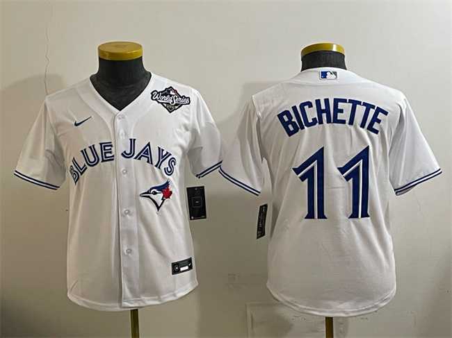 Youth Toronto Blue Jays #11 Bo Bichette White 2025 World Series Cool Base Stitched Jersey,We sell and wholesale Youth Toronto Blue Jays #11 Bo Bichette White 2025 World Series Cool Base Stitched Jersey on line form chian!