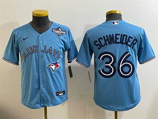 Youth Toronto Blue Jays #36 Davis Schneider Blue 2025 World Series Cool Base Stitched Jersey,We sell and wholesale Youth Toronto Blue Jays #36 Davis Schneider Blue 2025 World Series Cool Base Stitched Jersey on line form chian!