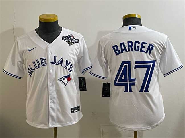 Youth Toronto Blue Jays #47 Addison Barger White 2025 World Series Cool Base Stitched Jersey,We sell and wholesale Youth Toronto Blue Jays #47 Addison Barger White 2025 World Series Cool Base Stitched Jersey on line form chian!