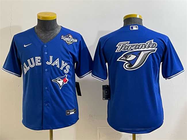 Youth Toronto Blue Jays Team Big Logo Royal 2025 World Series Cool Base Stitched Jersey,We sell and wholesale Youth Toronto Blue Jays Team Big Logo Royal 2025 World Series Cool Base Stitched Jersey on line form chian!