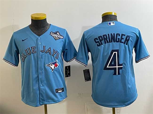 Youth Toronto Blue Jays #4 George Springer Blue 2025 World Series Cool Base Stitched Jersey,We sell and wholesale Youth Toronto Blue Jays #4 George Springer Blue 2025 World Series Cool Base Stitched Jersey on line form chian!