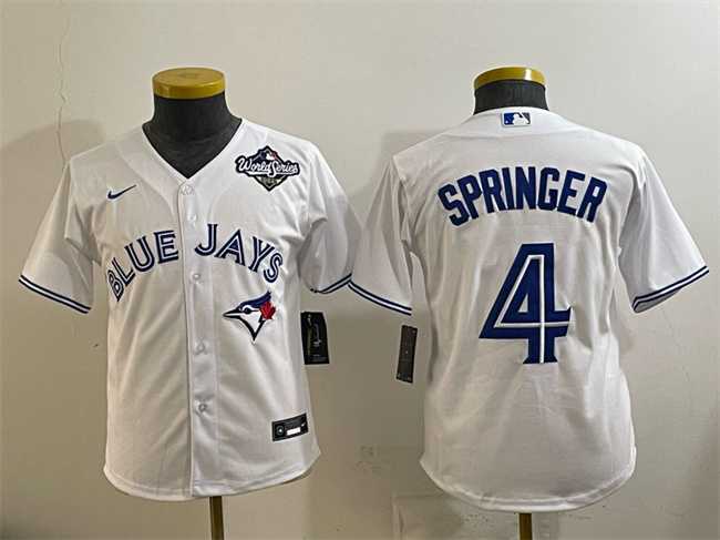 Youth Toronto Blue Jays #4 George Springer White 2025 World Series Cool Base Stitched Jersey,We sell and wholesale Youth Toronto Blue Jays #4 George Springer White 2025 World Series Cool Base Stitched Jersey on line form chian!