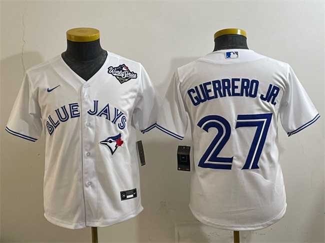 Youth Toronto Blue Jays #27 Vladimir Guerrero Jr. White 2025 World Series Cool Base Stitched Jersey,We sell and wholesale Youth Toronto Blue Jays #27 Vladimir Guerrero Jr. White 2025 World Series Cool Base Stitched Jersey on line form chian!