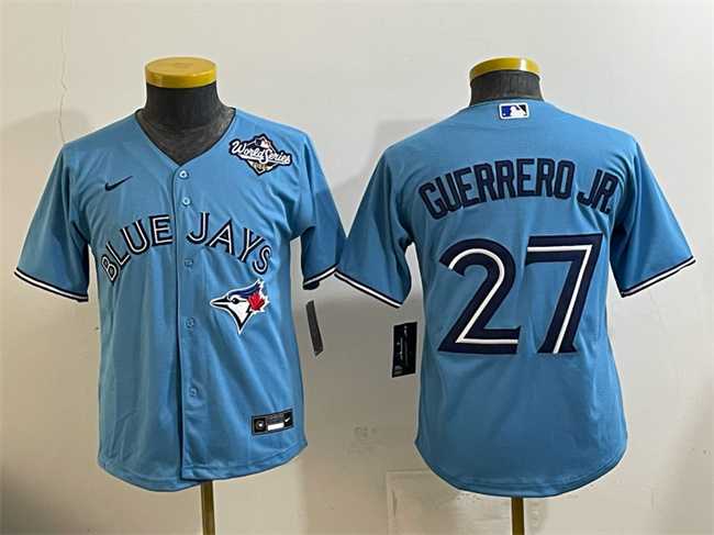 Youth Toronto Blue Jays #27 Vladimir Guerrero Jr. Blue 2025 World Series Cool Base Stitched Jersey,We sell and wholesale Youth Toronto Blue Jays #27 Vladimir Guerrero Jr. Blue 2025 World Series Cool Base Stitched Jersey on line form chian!